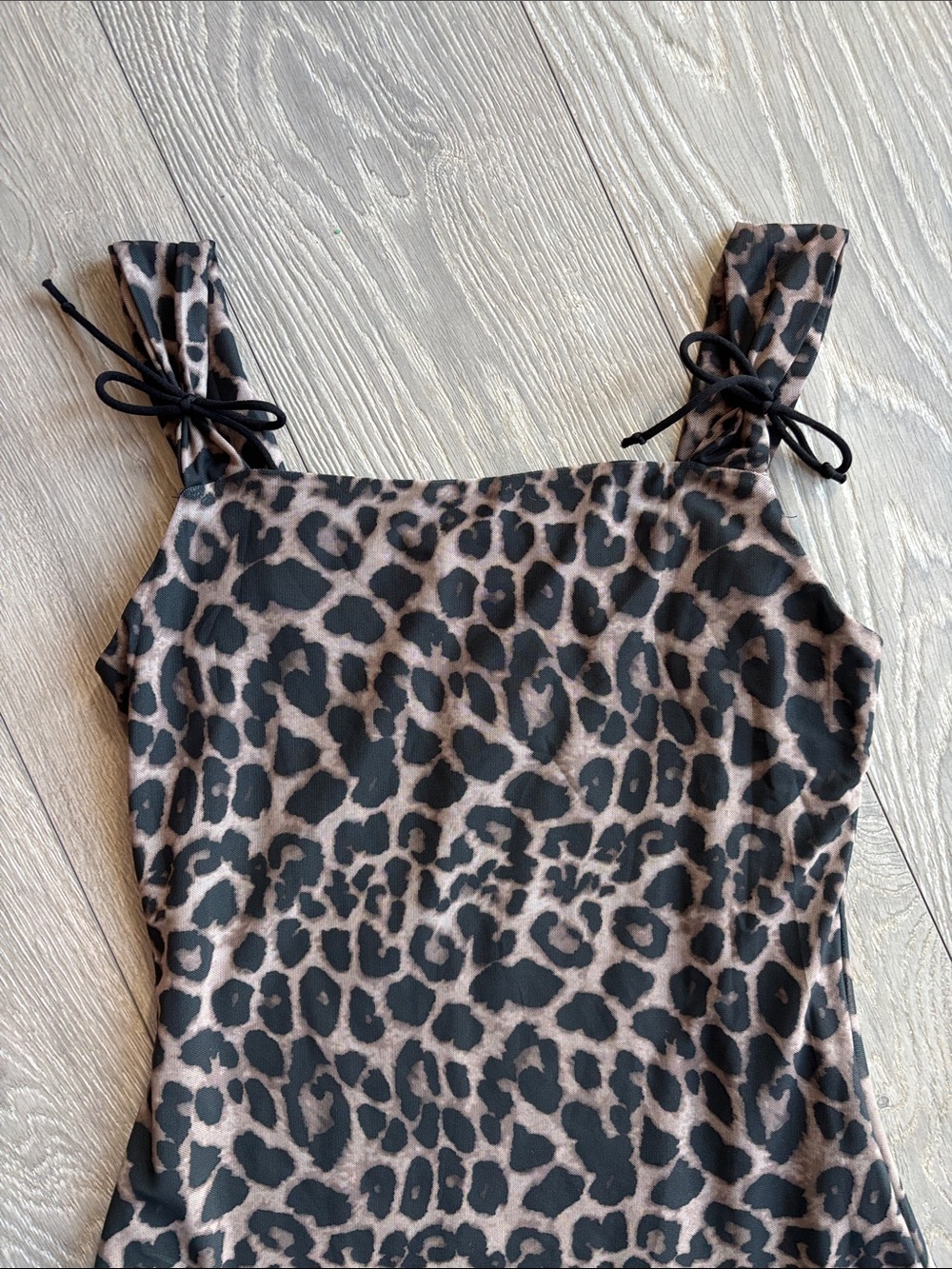 SHEIN Brown and Black Leopard Print Tie-Strap Mini Dress - Picture 2 of 6